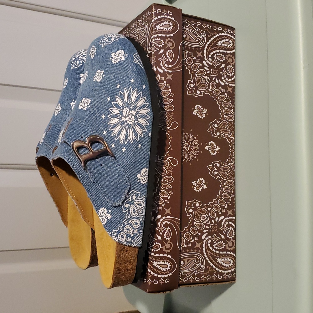 Bravest Studios Denim Paisley Mule. Size 10. Color Blue Denim.